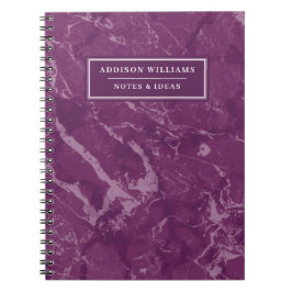 Caderno Espiral Nome Único de Marble Roxo Personalizado