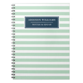 Caderno Espiral Nome Único Mint Green Pontos Brancos Personalizado