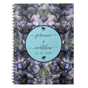 Caderno Espiral Nomes de Casais Clássicos Florais Pretos Temperame