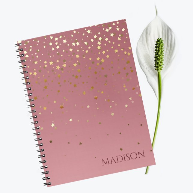 Caderno Espiral Nomes de Estrelas Cinzentas de Marsala Rosa Person (Criador carregado)