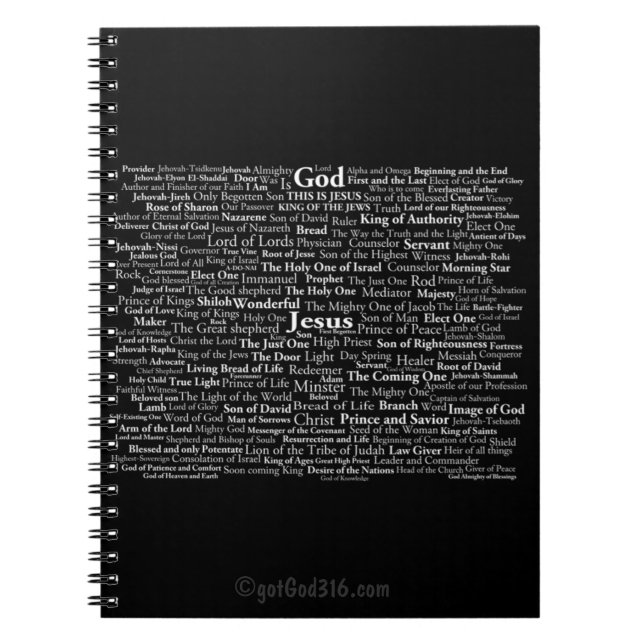 Caderno Espiral Nomes do deus e do Jesus gotGod316.com (Frente)