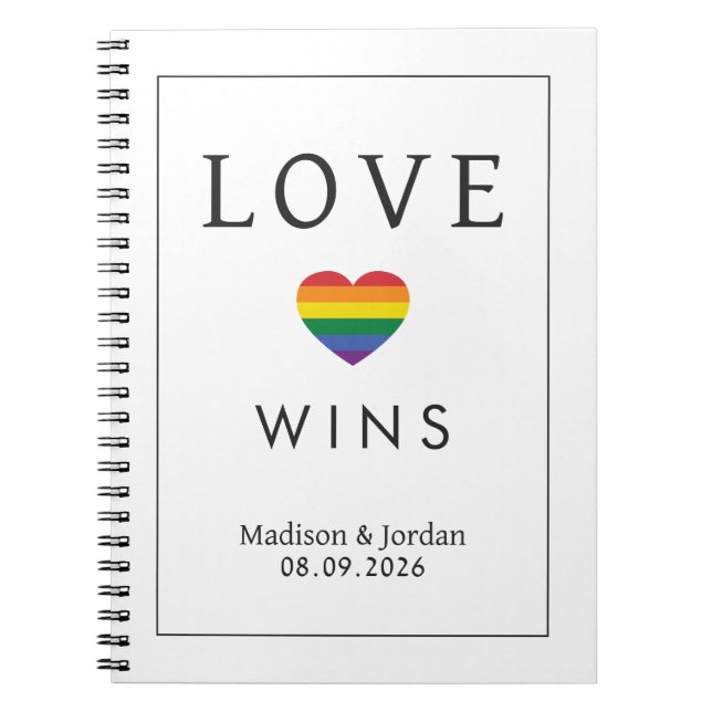 Caderno Espiral Nomes Personalizados / Texto Arco-íris AMOR (Frente)