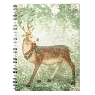 Caderno Espiral Nórdica vintage escandinava renas de natal