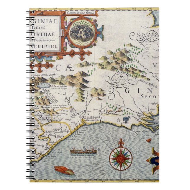 Caderno Espiral North Carolina, intitulado 'artigo de Virginiae e (Frente)