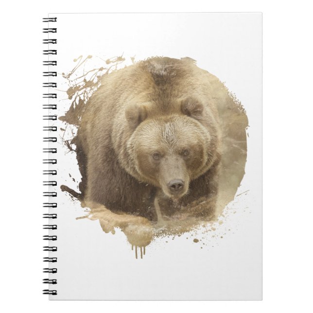 Caderno Espiral Nossa Grizzly Animal Vie Sauvage Forêt Nature (Frente)