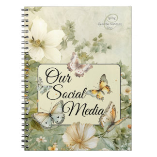 Caderno Espiral Nossa Mídia Social Algodão Chic Meadow Wildflower