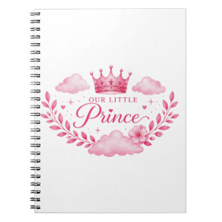 Caderno Espiral Nossa Pequena Princesa Bebê Menina Coroa Rosa