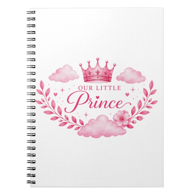 Caderno Espiral Nossa Pequena Princesa Bebê Menina Coroa Rosa (Frente)