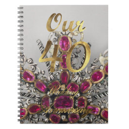 Caderno Espiral Nosso 40º Casamento Aniversário Casamento Ruby