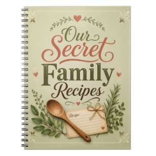 Caderno Espiral Nosso Livro de Receitas Secretas da Família Vintag
