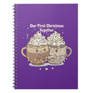 Caderno Espiral Nosso Primeiro Natal Juntos Casal Bonito Kawaii