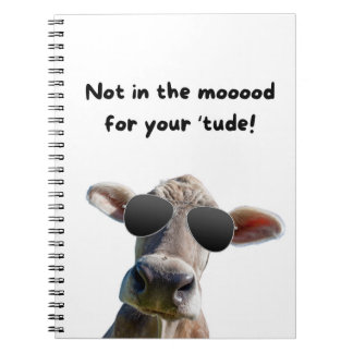 Caderno Espiral Not In the Mood Cow Spiral Notebook