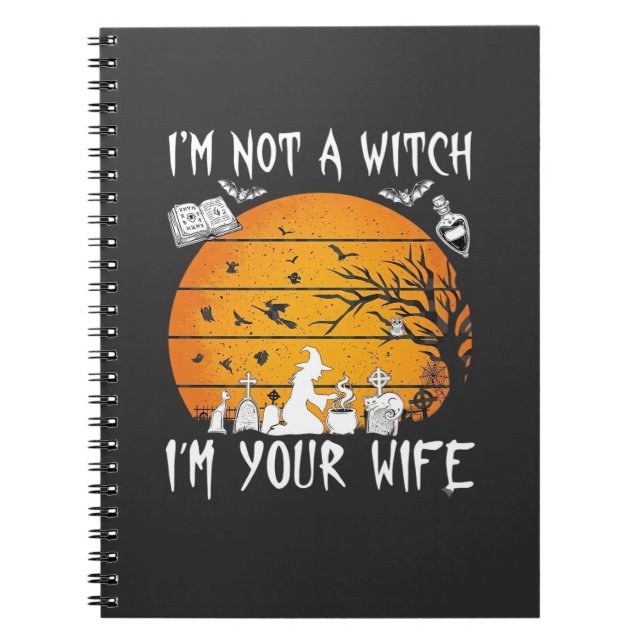 Caderno Espiral Not Witch Wife Halloween Sunset Cauldron_1 (Frente)