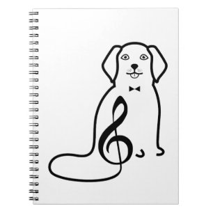 CADERNO ESPIRAL NOTA DE CACHORRO E MÚSICA