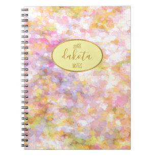 Caderno Espiral Nota de Impressionismo de Pastel Amarelo Pálido d