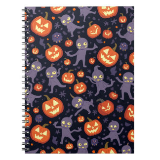 Caderno Espiral Nota de Padrões do Halloween