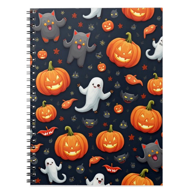Caderno Espiral Nota de primavera de Halloween / abóbora (Frente)