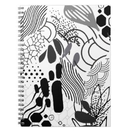 Caderno Espiral Nota gráfica abstrata em preto e branco e gradient