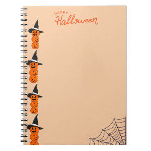 Caderno Espiral Notas adesivas de abóbora feliz halloween