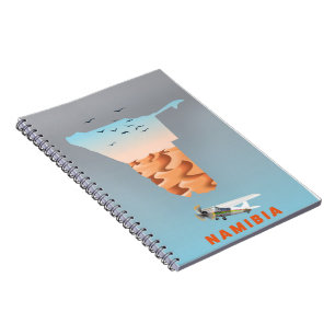 Caderno Espiral Notas adesivas do mapa da Namíbia