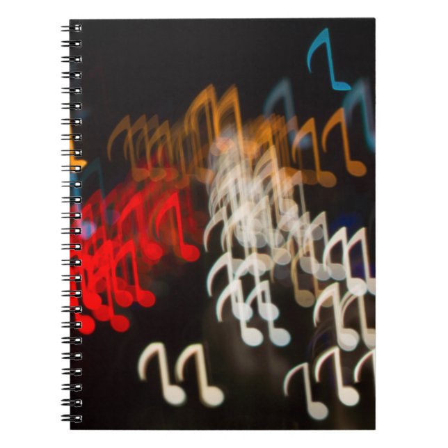 Caderno Espiral Notas de abstrato musical: luzes de fundo (Frente)