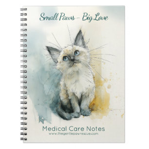 Caderno Espiral Notas de Cuidados Médicos Resgate Animal