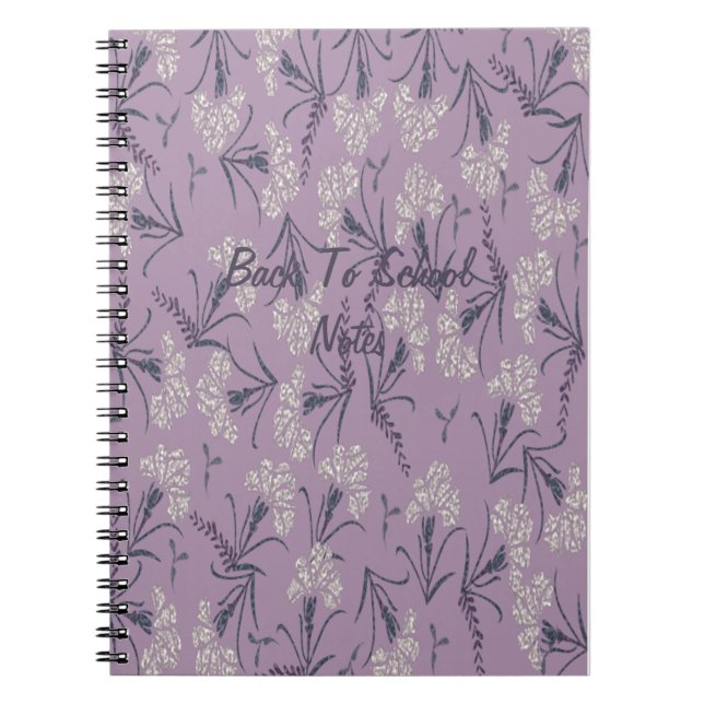 Caderno Espiral Notas de Lavanda de Volta às Aulas (Frente)