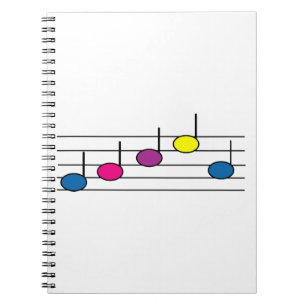 Caderno Espiral Notas de música coloridas bonitas Funcionarios pre
