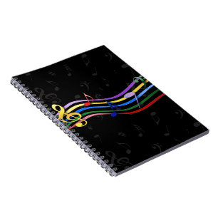 Caderno Espiral Notas de música coloridas do Rainbow