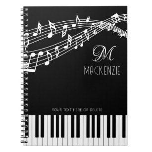Caderno Espiral Notas de Música Nome do Monograma do Piano