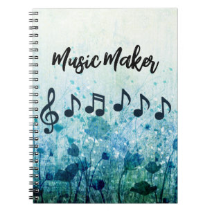 Caderno Espiral Notas de música personalizadas Professor Músico Fl