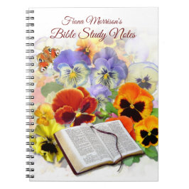 Caderno Espiral Notas do Estudo de Bíblias de Pansy e Borboleta