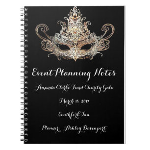 Caderno Espiral Notas do planejador de evento do mascarada