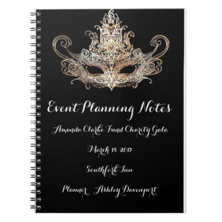 Caderno Espiral Notas do planejador de evento do mascarada
