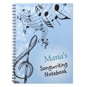 Caderno Espiral Notas musicais Compositor cantor compositor compos