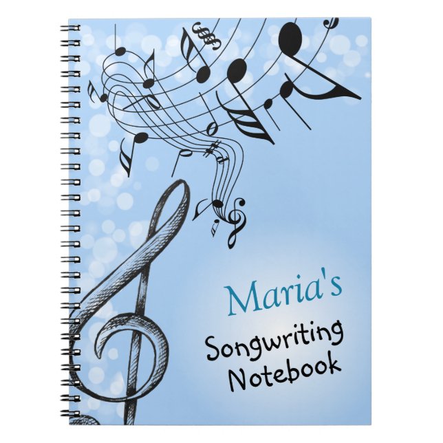 Caderno Espiral Notas musicais Compositor cantor compositor compos (Frente)