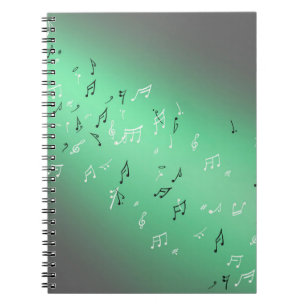 Caderno Espiral Notas Musicais em Verde-Lua