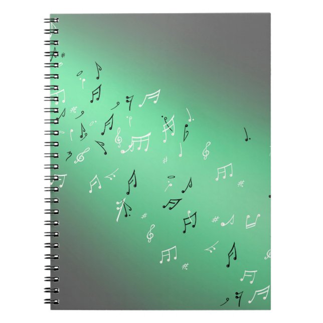 Caderno Espiral Notas Musicais em Verde-Lua (Frente)