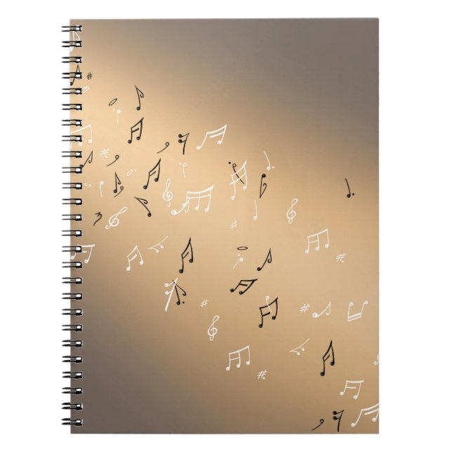Caderno Espiral Notas Musicais no Ouro da Lua (Frente)