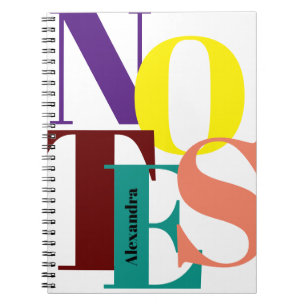 Caderno Espiral "Notas" personalizadas coloridas