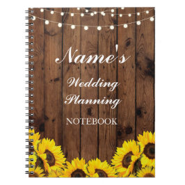 Caderno Espiral Notas rústicas do girassol do planeamento do