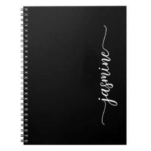 Caderno Espiral Noteb de Nome do Monograma de Script Moderno Negra