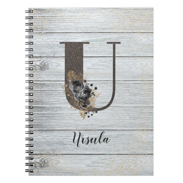 Caderno Espiral Noteb preto Gótico Elegante monograma (Frente)