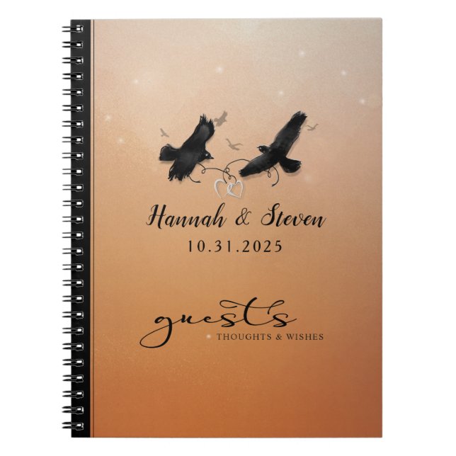 Caderno Espiral Notebo Guestbook de Casamento de Halloween em Rave (Frente)
