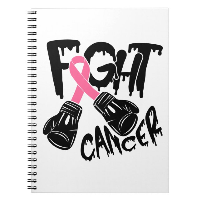 Caderno Espiral Noteboo de Cancer para a Mama do Guerreiro de Fita (Frente)