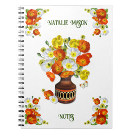 Caderno Espiral Noteboo de Texto Personalizado Laranja e Branco bo