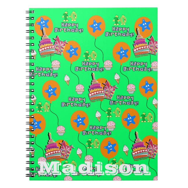 Caderno Espiral Notebook, #10 Happy 10th Aniversário Notes Green (Frente)
