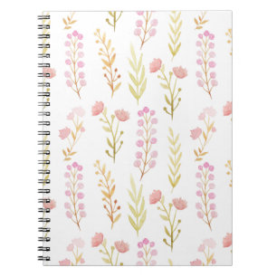 Caderno Espiral Notebook (16,5 x 22,2 cm) - Padrão de Flor Rosa