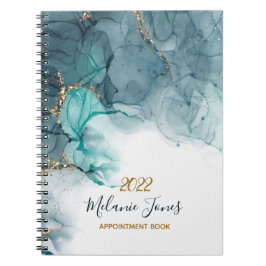 Caderno Espiral Notebook 2022 com brilho de ouro aquoso