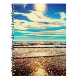 Caderno Espiral Notebook à luz solar à beira do mar